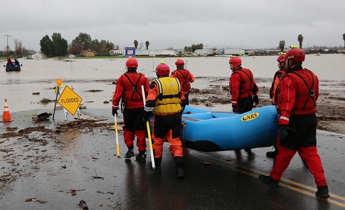 CAL FIRE Firefighters respond to a flood rescue mission. 